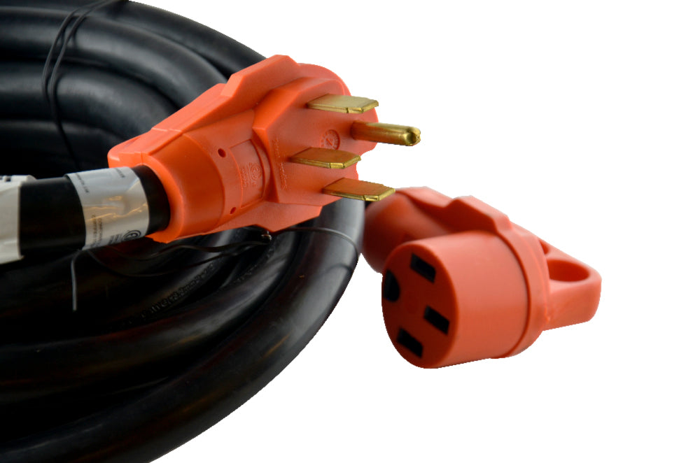 Power Techon RVC3008 30' 50 Amp RV Extension Cord w/ Molded Connector and Handles- 50A male to 50A Female