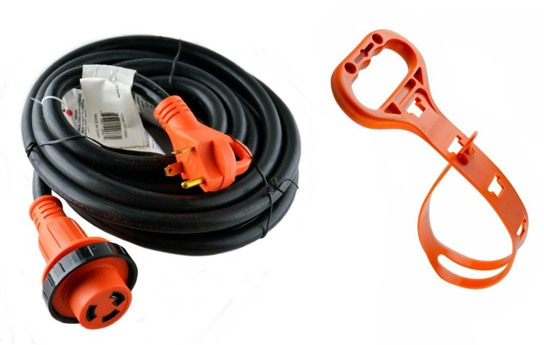 GoWISE Power 50-Feet 30 Amp RV Extension cord w/ Molded Connector, Handle and Cord Carrier - Twist Lock - GoWISE USA