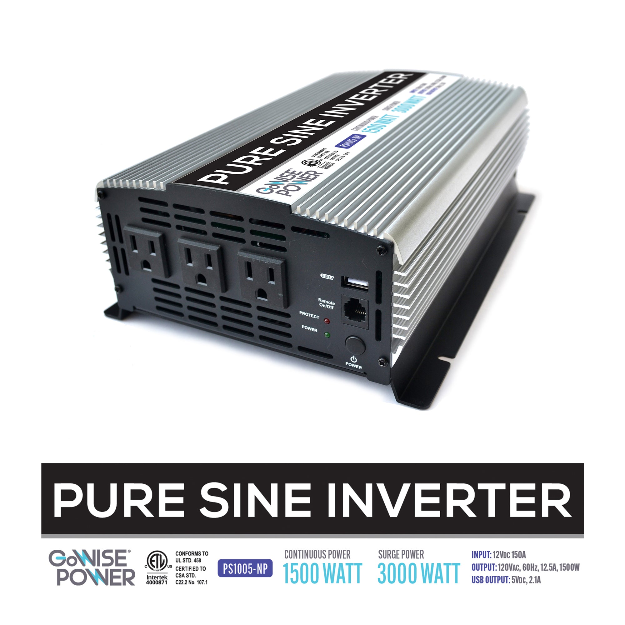 GoWISE Power 1500W/3000W Peak Pure Sine Wave Power Inverter w/ Digital –  gowisepower