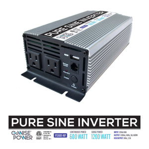 GoWISE Power 600W/1200W Peak Pure Sine Wave Power Inverter