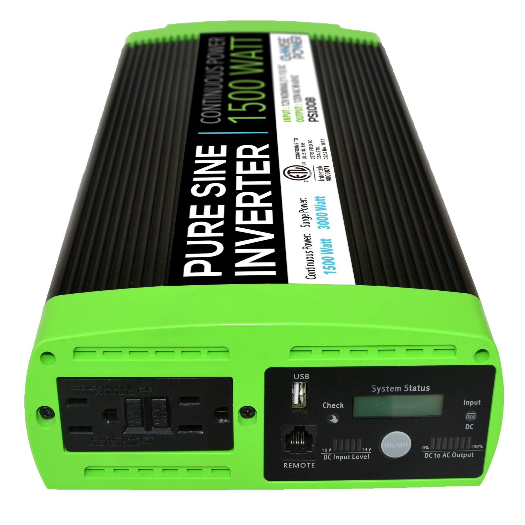 GoWISE Power PS1008 1500W Continuous 3000W Surge Peak Power Pure Sine Wave Inverter w/Digital LCD Display